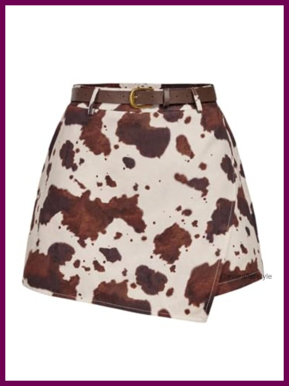 Floerns Western Cow Print Mini Skort Asymmetrical Hem Casual
